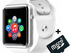 Ceas Smartwatch cu Telefon iUni A100i, BT, LCD 1.54 Inch, Camera, Alb + Card MicroSD 4GB Cadou